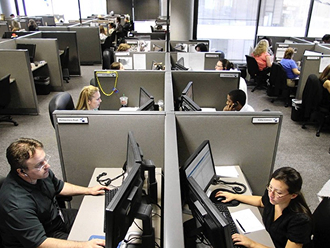 people working in an office