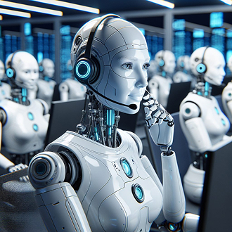 robot talking in call center